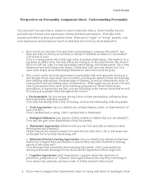 Project 2 Personality Psych - Ciarra Acosta Personality Psych Fall 2020 ...