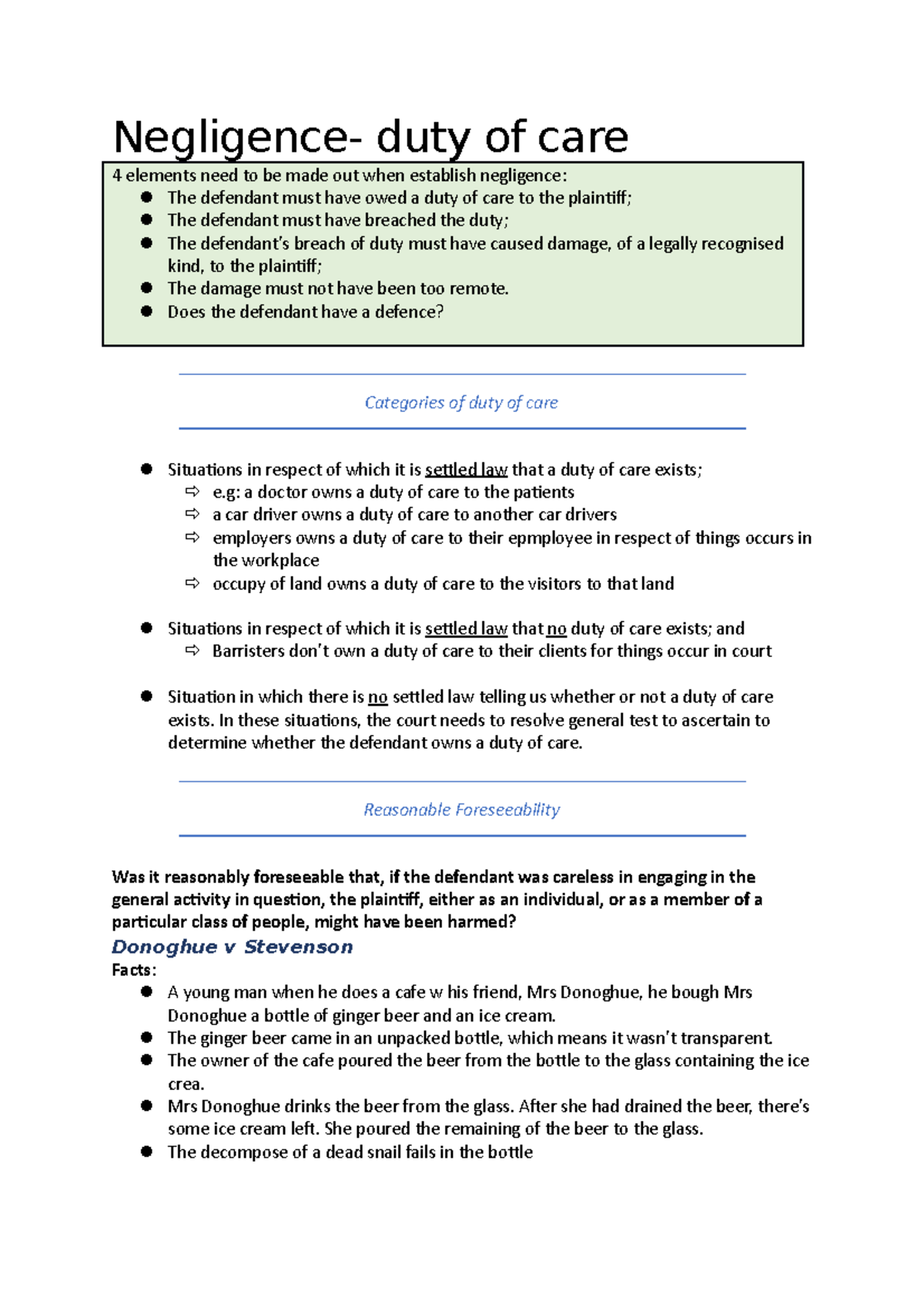 Negligence - Duty Of Care - Negligence- Duty Of Care 4 Elements Need To ...