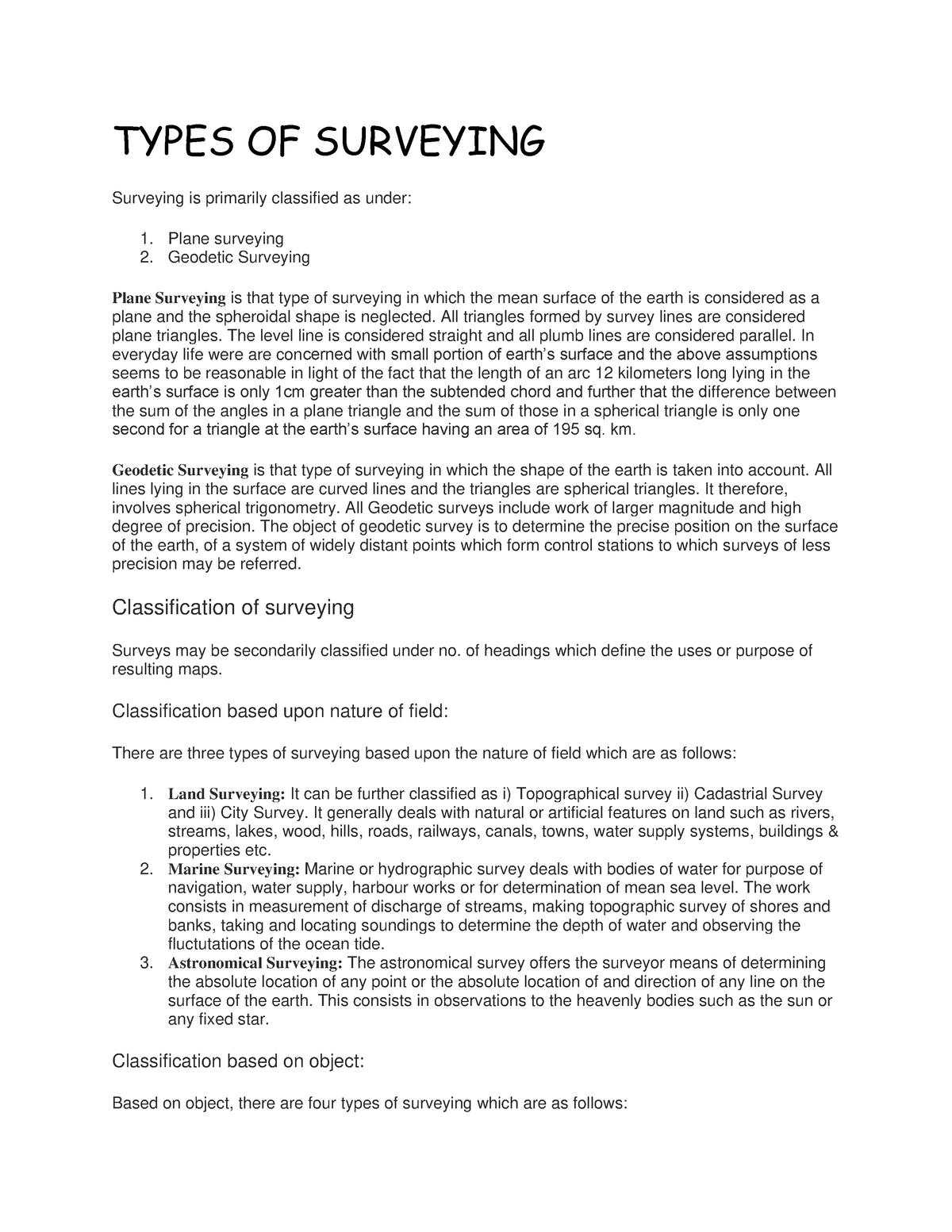 Different Types Of Surveys - TYPES OF SURVEYING Surveying Is Primarily ...