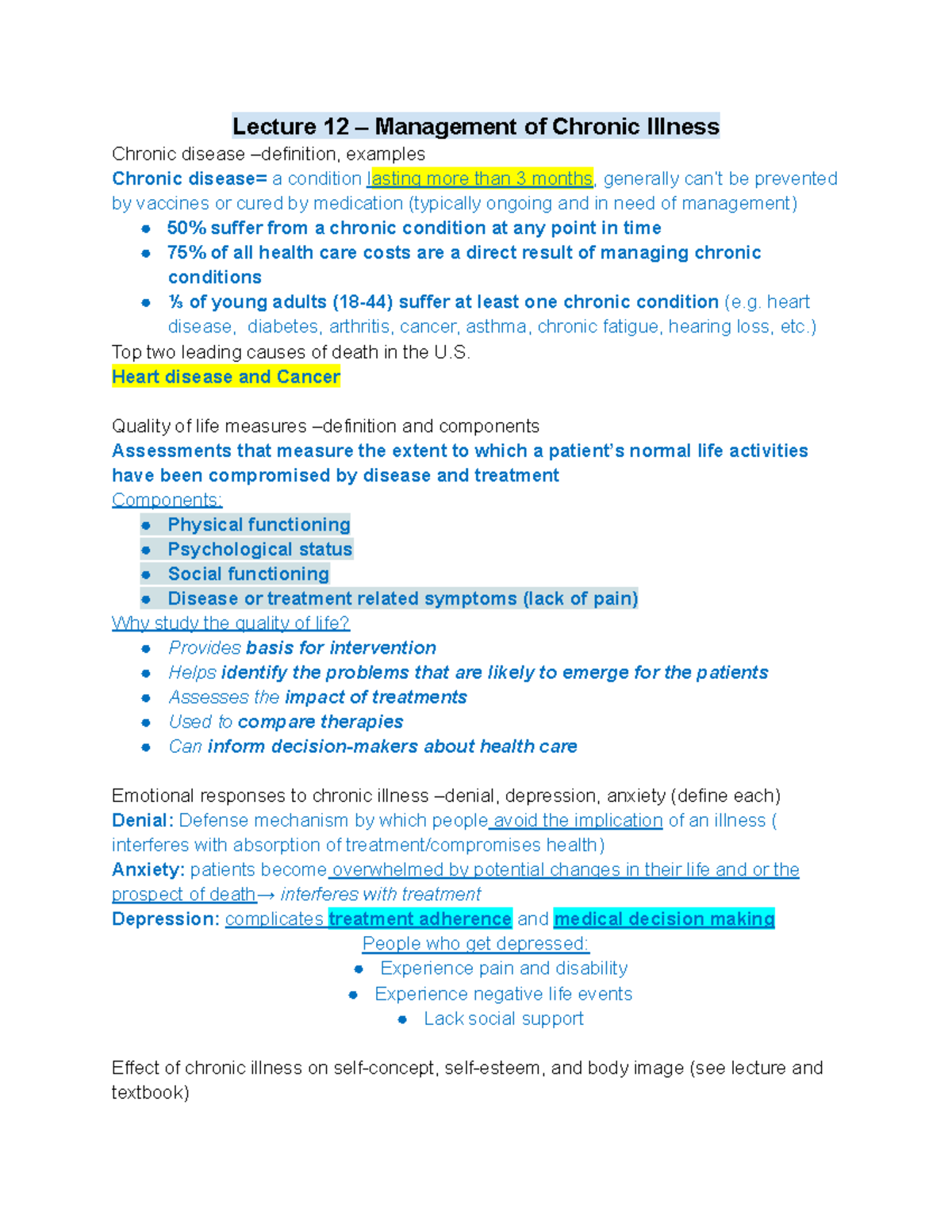 PSC 126 Notes Lecture 12 Lecture 12 Management Of Chronic Illness 