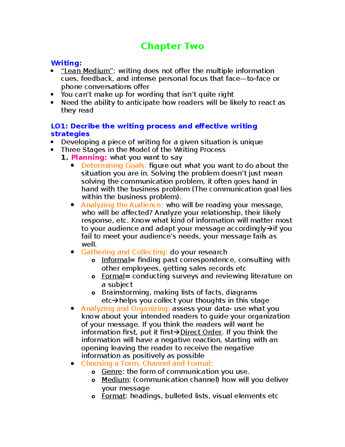Chapter 2 - study guide - Chapter Two Writing: “Lean Medium” : writing ...