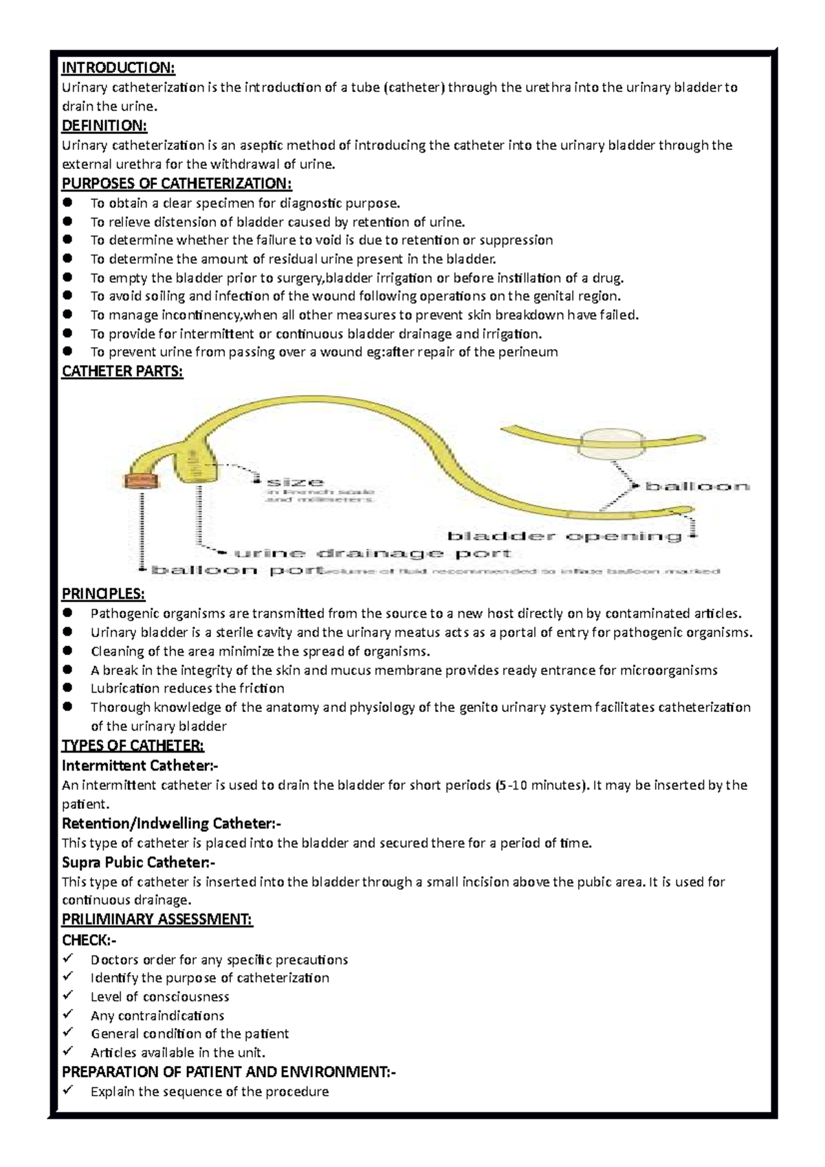Catheterization DEFINITION Urinary catheterization is an aseptic