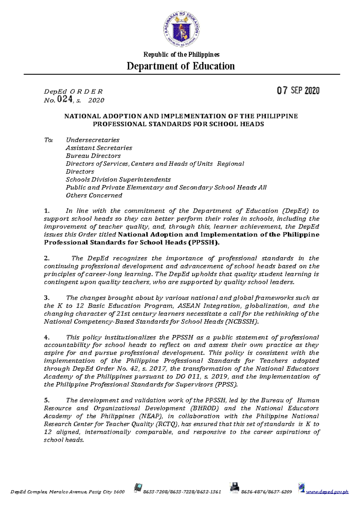 DO s2020 024-1 - memo - Republic of the Philippines Department of ...