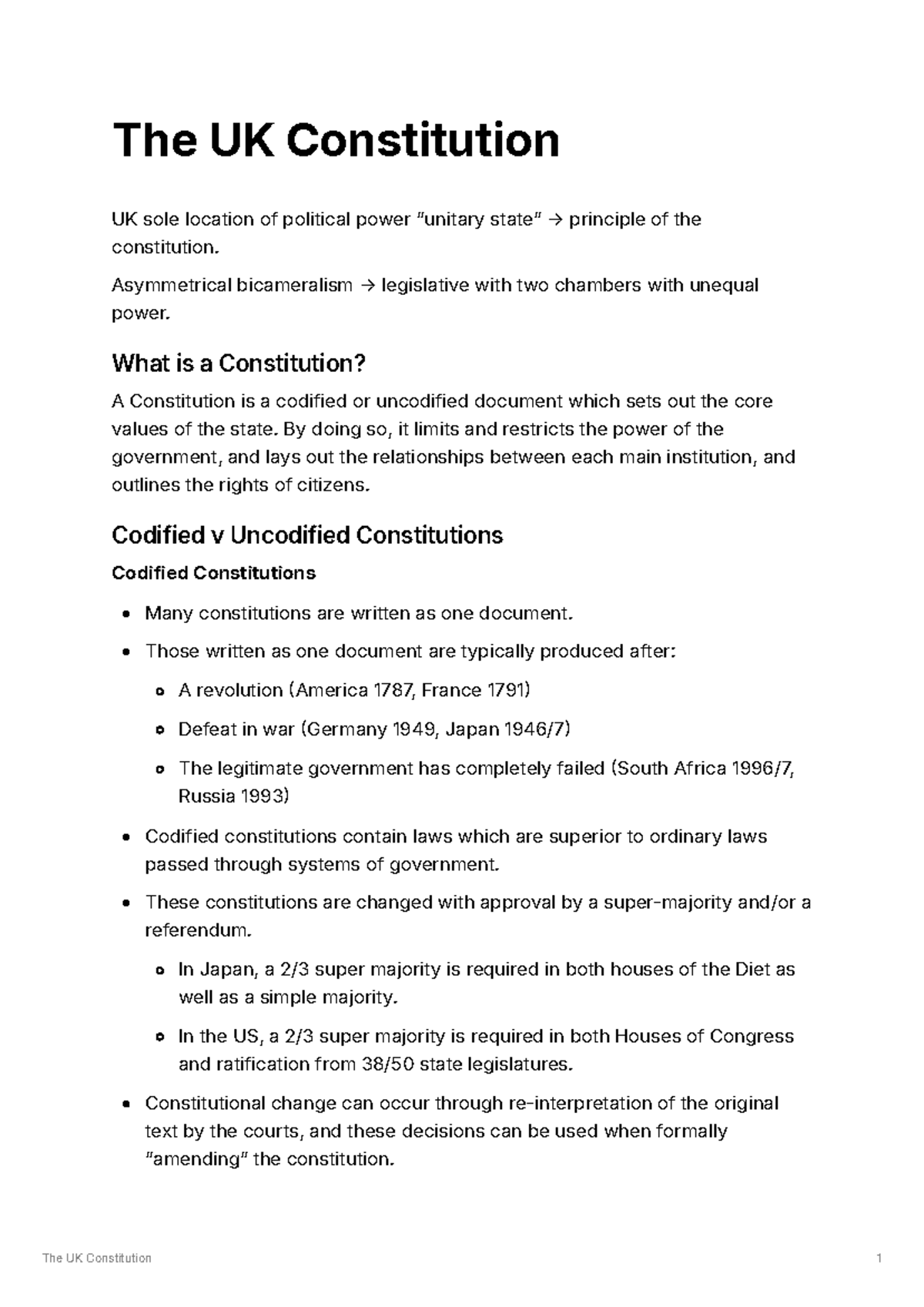 a level politics uk constitution essay