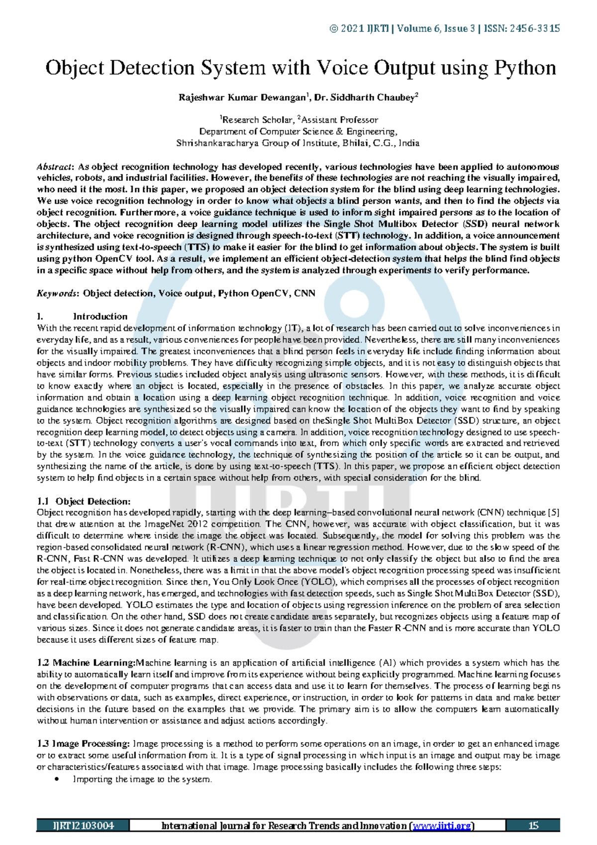 7 RP - literature suvery of the project - Object Detection System with ...