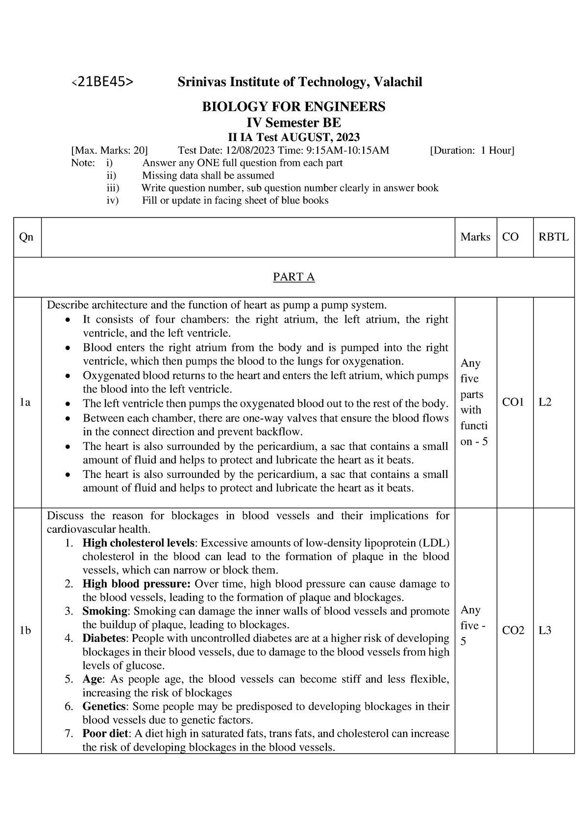 2nd IA evaluation scheme - Srinivas Institute of Technology, Valachil ...