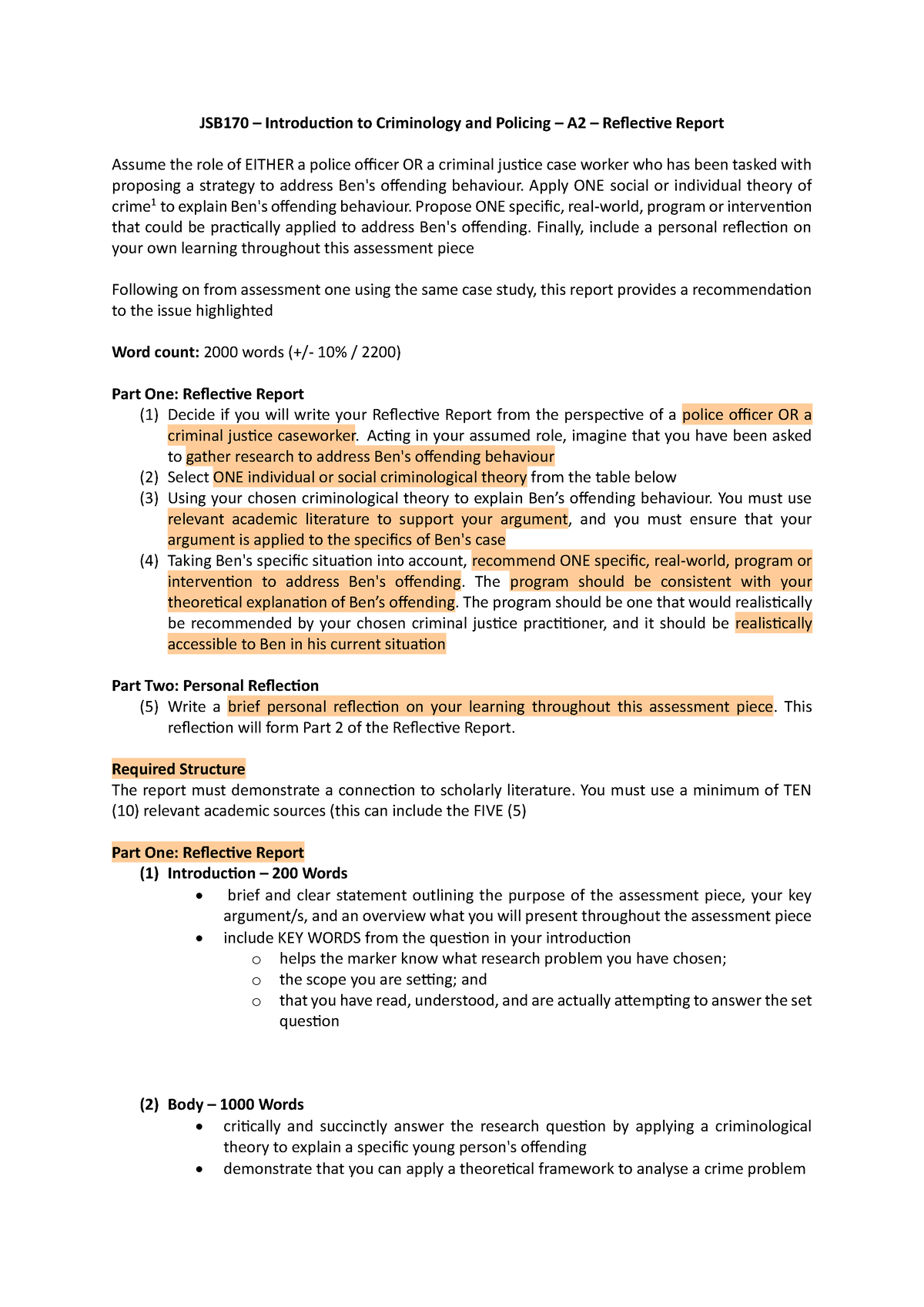 A2 Planning and Drafting - JSB170 – Introduction to Criminology and ...