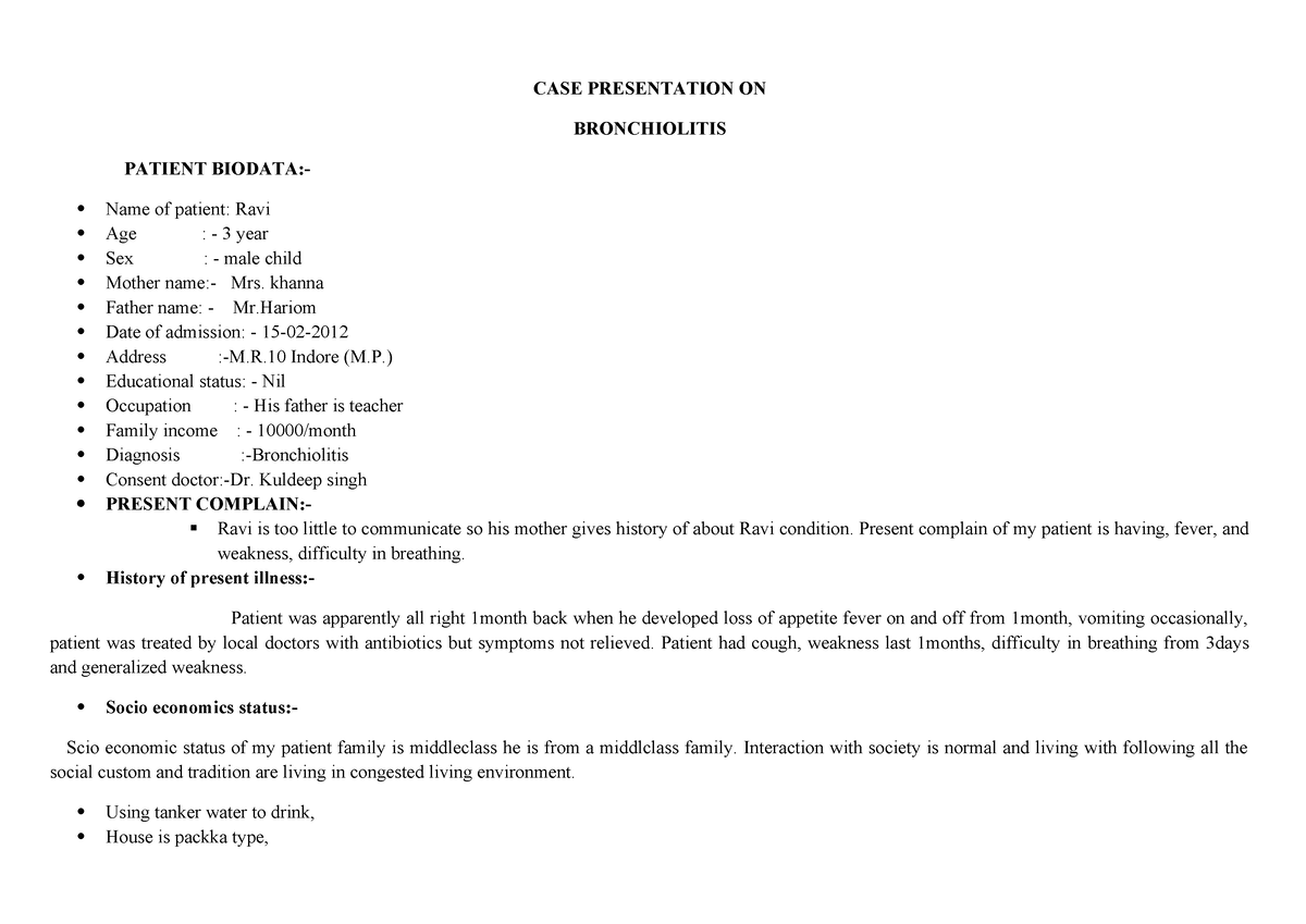 bronchiolitis case study presentation