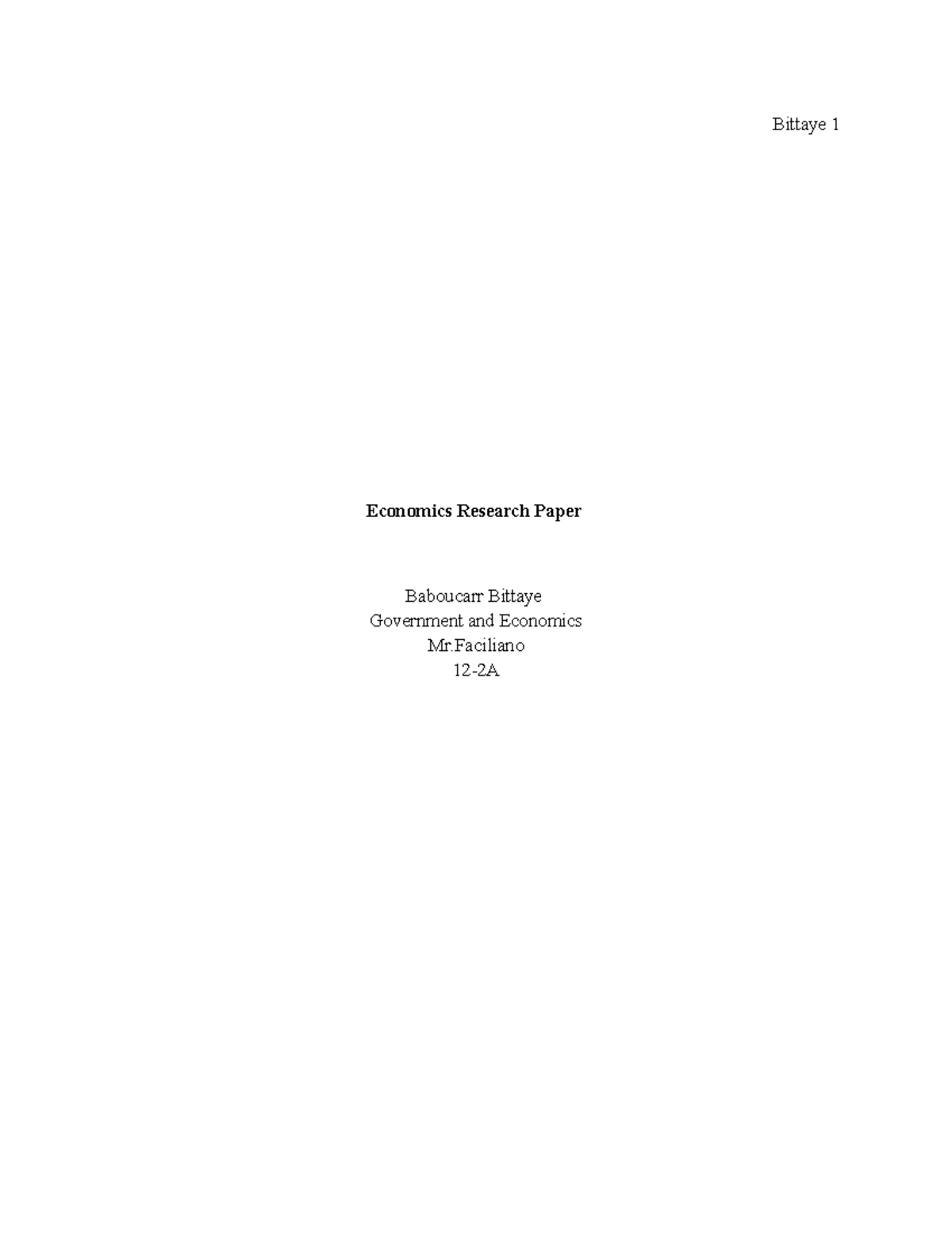 undergraduate research papers economics