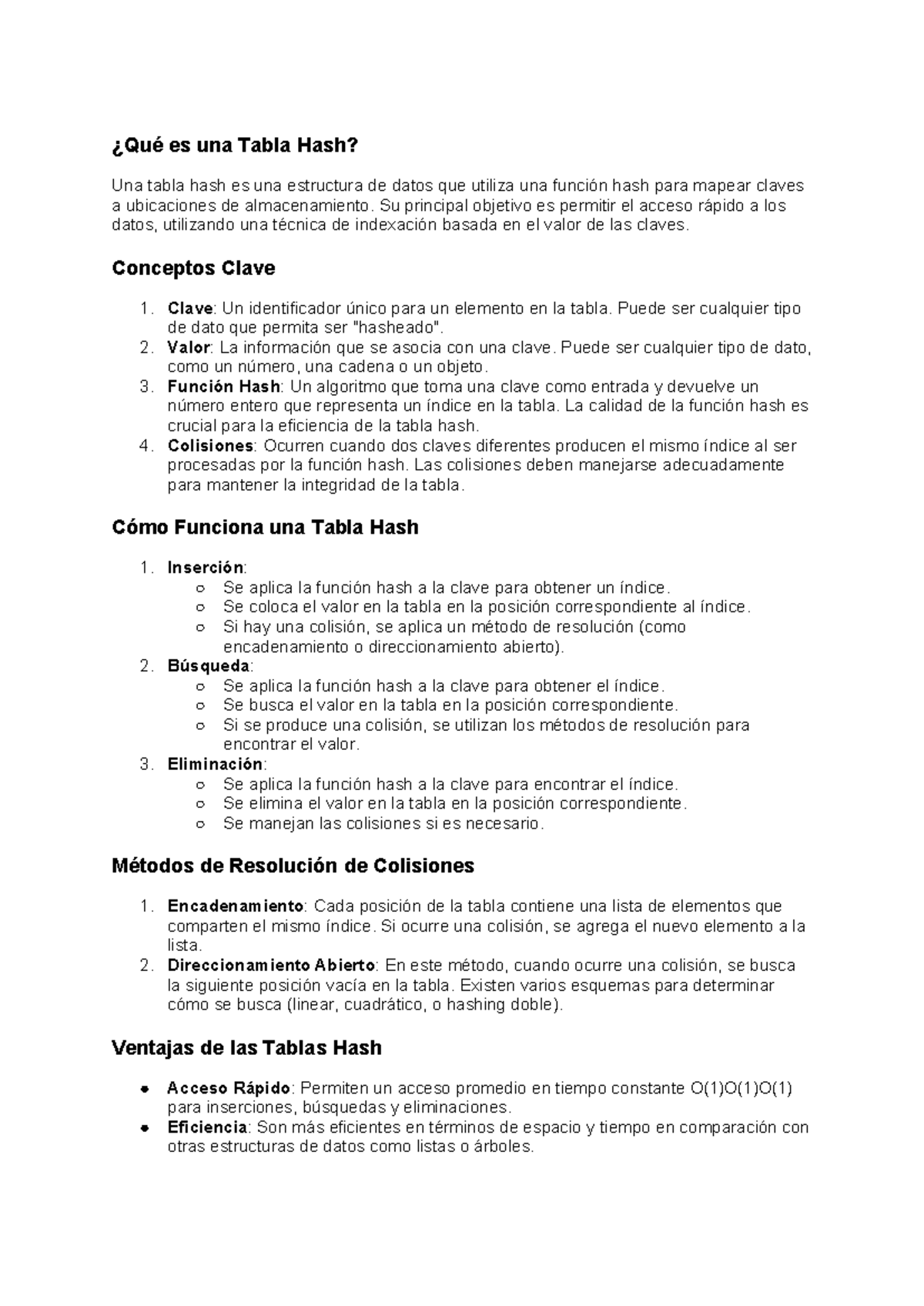 Tablas Hash Basico - ¿Qué es una Tabla Hash? Una tabla hash es una ...