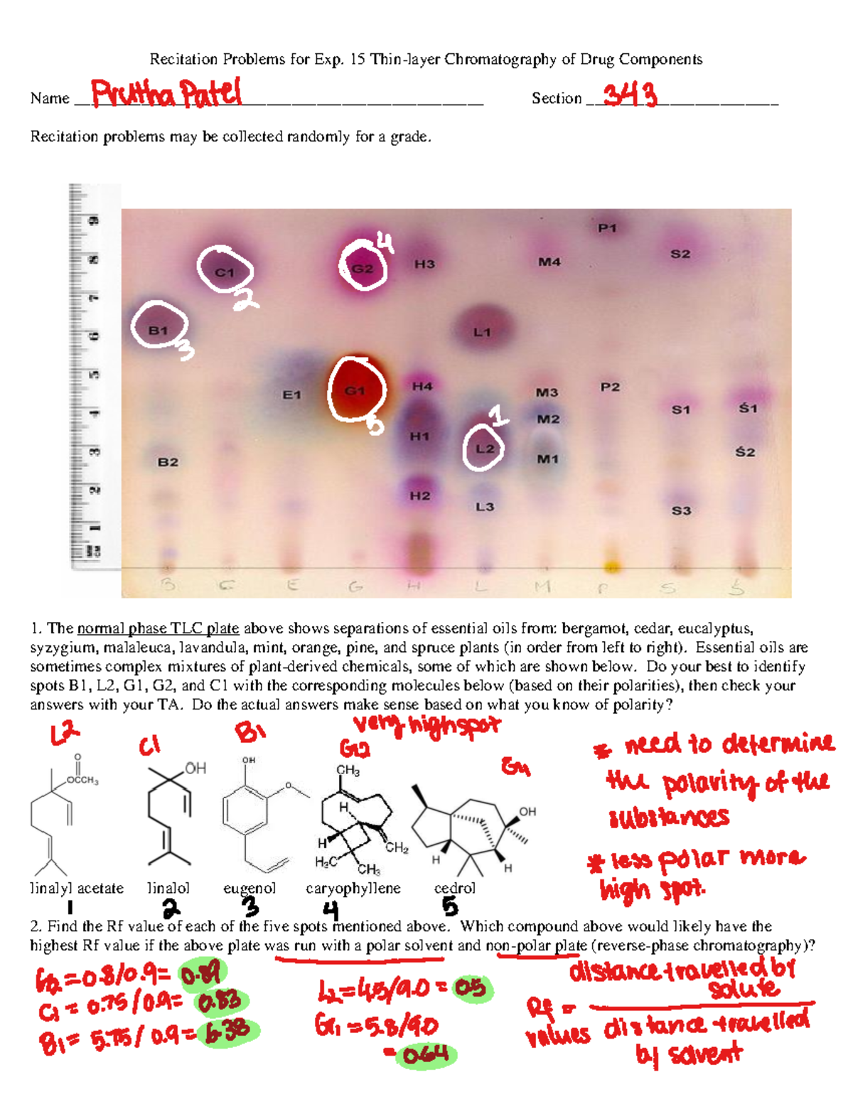 Recitation For Exp 15 - Organic Chemistry I Lab 342 - Recitation ...