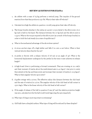 Review+Exam+2+-+Answers - REVIEW QUESTIONS FOR EXAM 2 An athlete with a ...