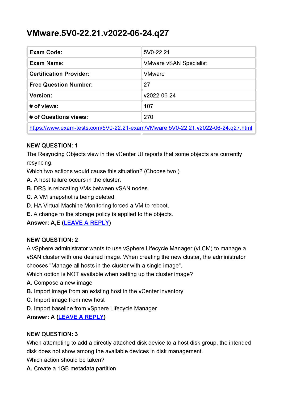 Valid Test 5V0-22.21 Format