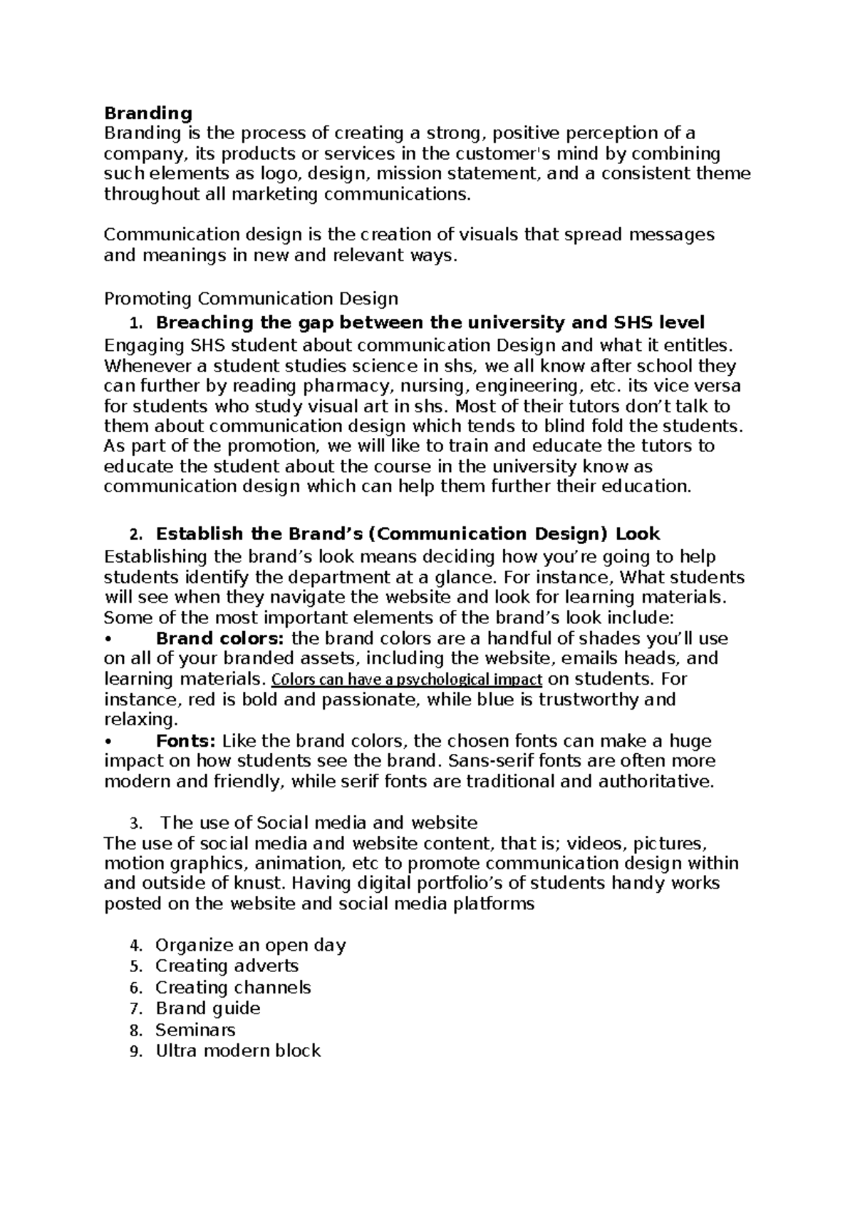 Branding - notes - Branding Branding is the process of creating a ...