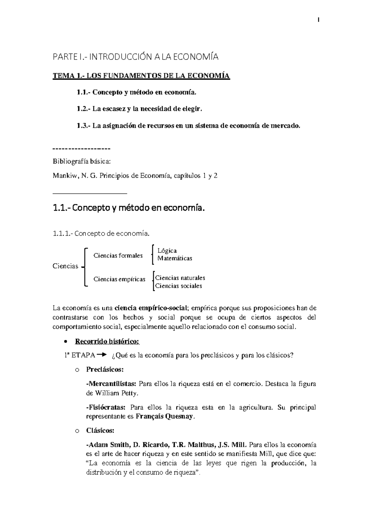 Tema 1.- Los Fundamentos De La Economía - PARTE I.- INTRODUCCIÓN A LA ...