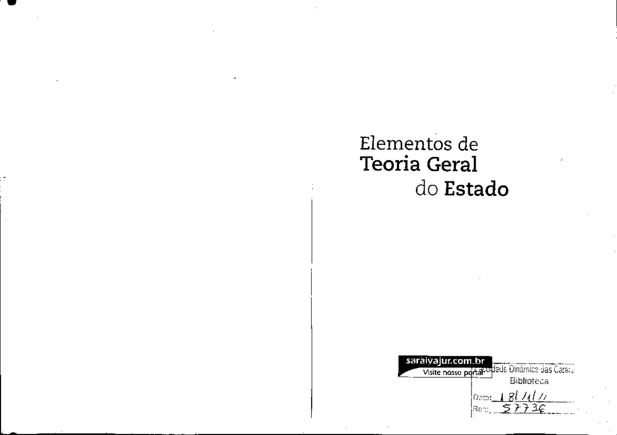 Elementos da Teoria Geral do Estado r. Elementos de Teoria Geral do Estado Biblioteca IDSt3
