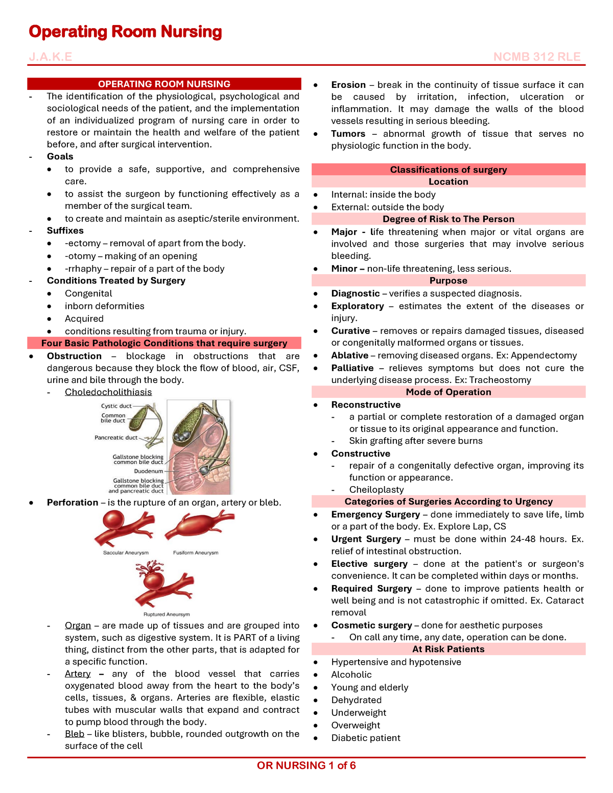 312 OR - Operating Room Nursing - Operating Room Nursing J.A.K NCMB 312 ...