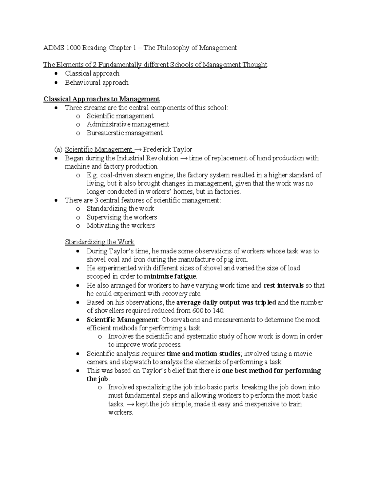 ADMS 1000 Reading Chapter 1 part 1 - ADMS 1000 Reading Chapter 1 – The ...