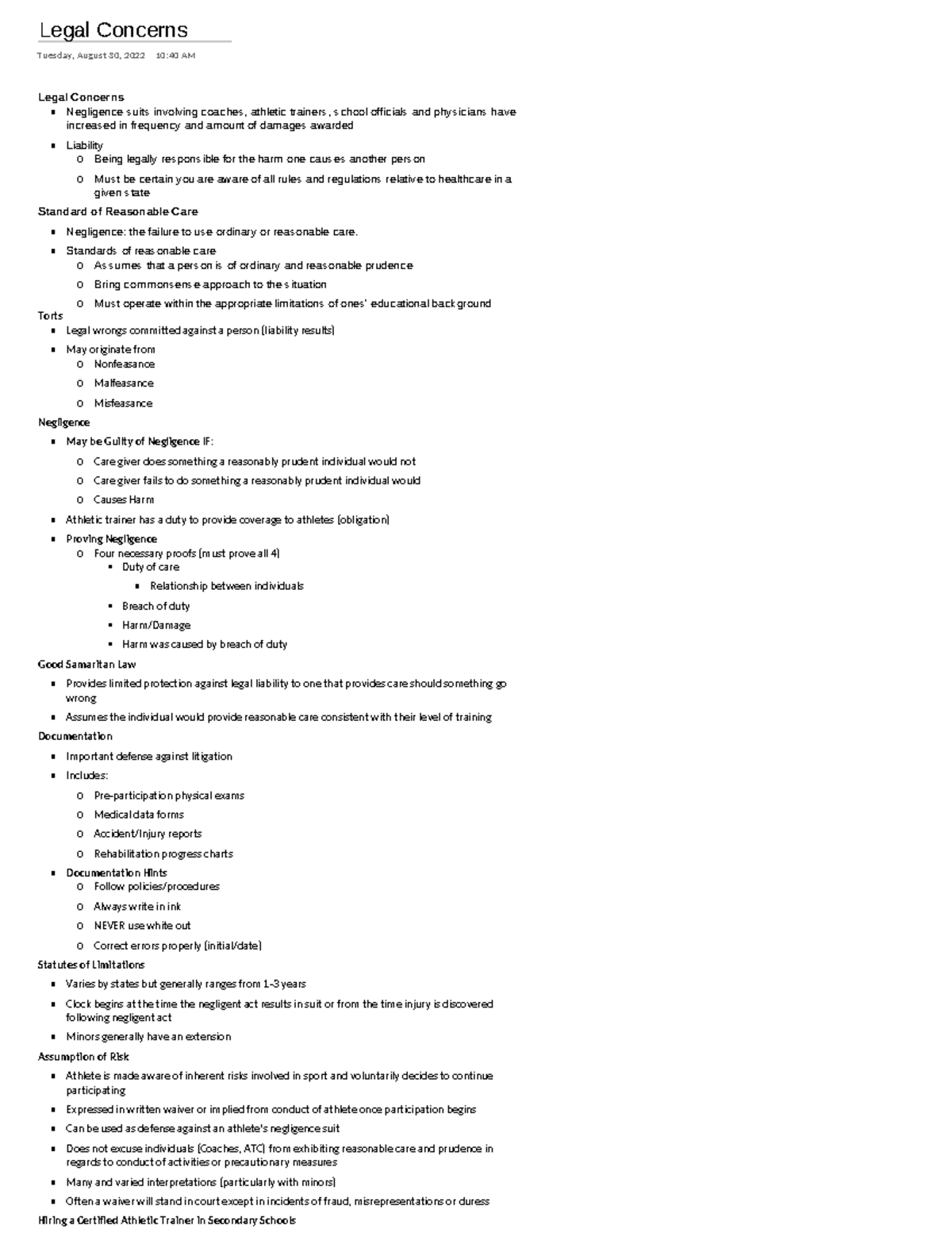 Legal Concerns - Legal Concerns Tuesday, August 30, 2022 10:40 AM Legal ...