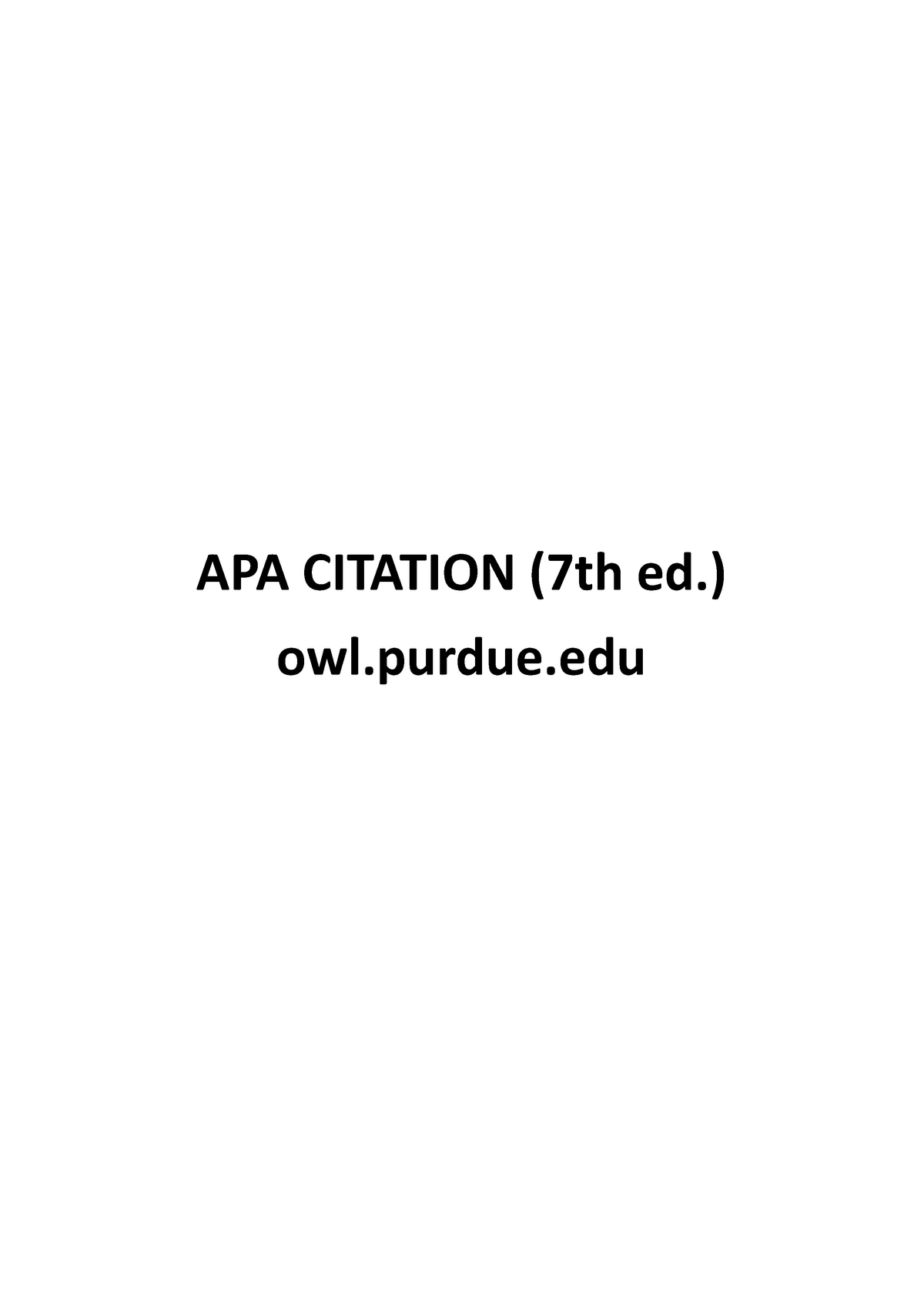 APA Citation 7th edition latest provide new citation for doing ...