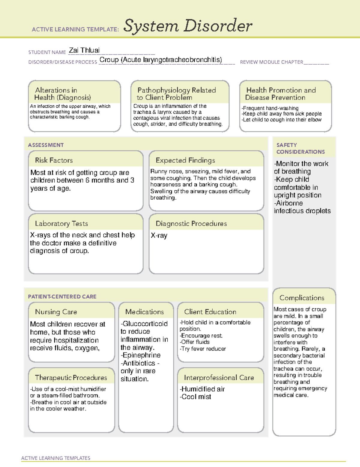 Croup ATI - Acute laryngotracheobronchitis - ACTIVE LEARNING TEMPLATES ...