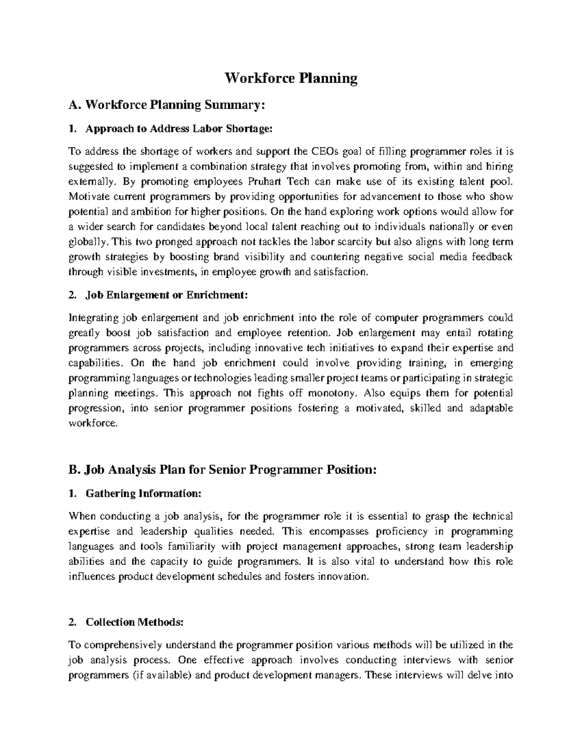 Workforce Planning - Workforce Planning Summary: Approach to Address ...