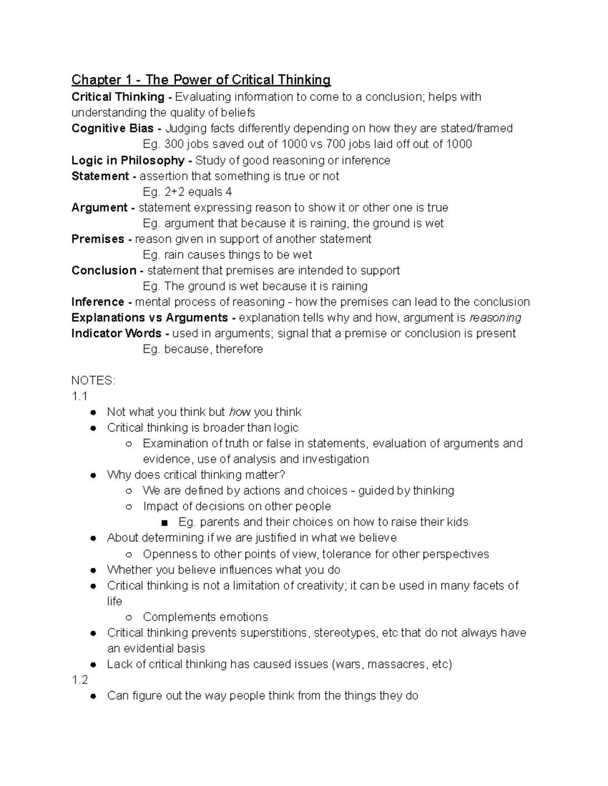 Chapter 1 - The Power of Critical Thinking - Chapter 1 - The Power of ...
