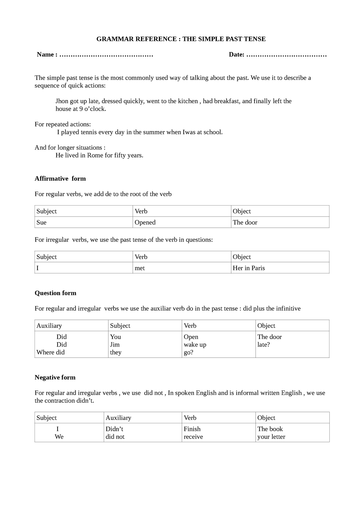 Ingles - HOAL - SEMANA 9 TEMA: SIMPLE PAST: REGULAR VERBS. AFFIRMATIVE FILL  THE BLANKS WITH THE - Studocu