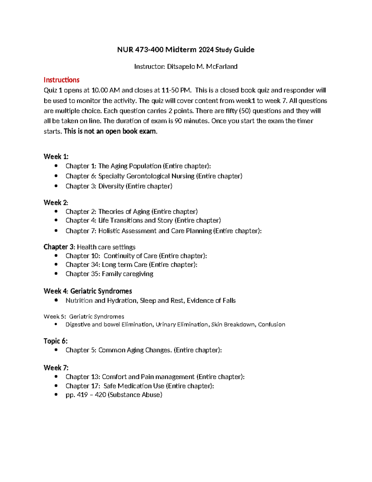 Mid Term Study Guide N473 Spring 2024 - NUR 473-400 Midterm 2024 Study ...