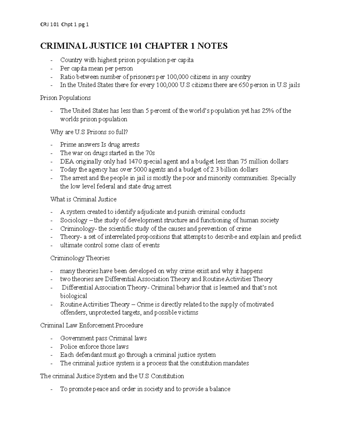 CRJ 101 Chpt 1 Pg 1 - Intro To Criminals Justice Crime And Due Process ...