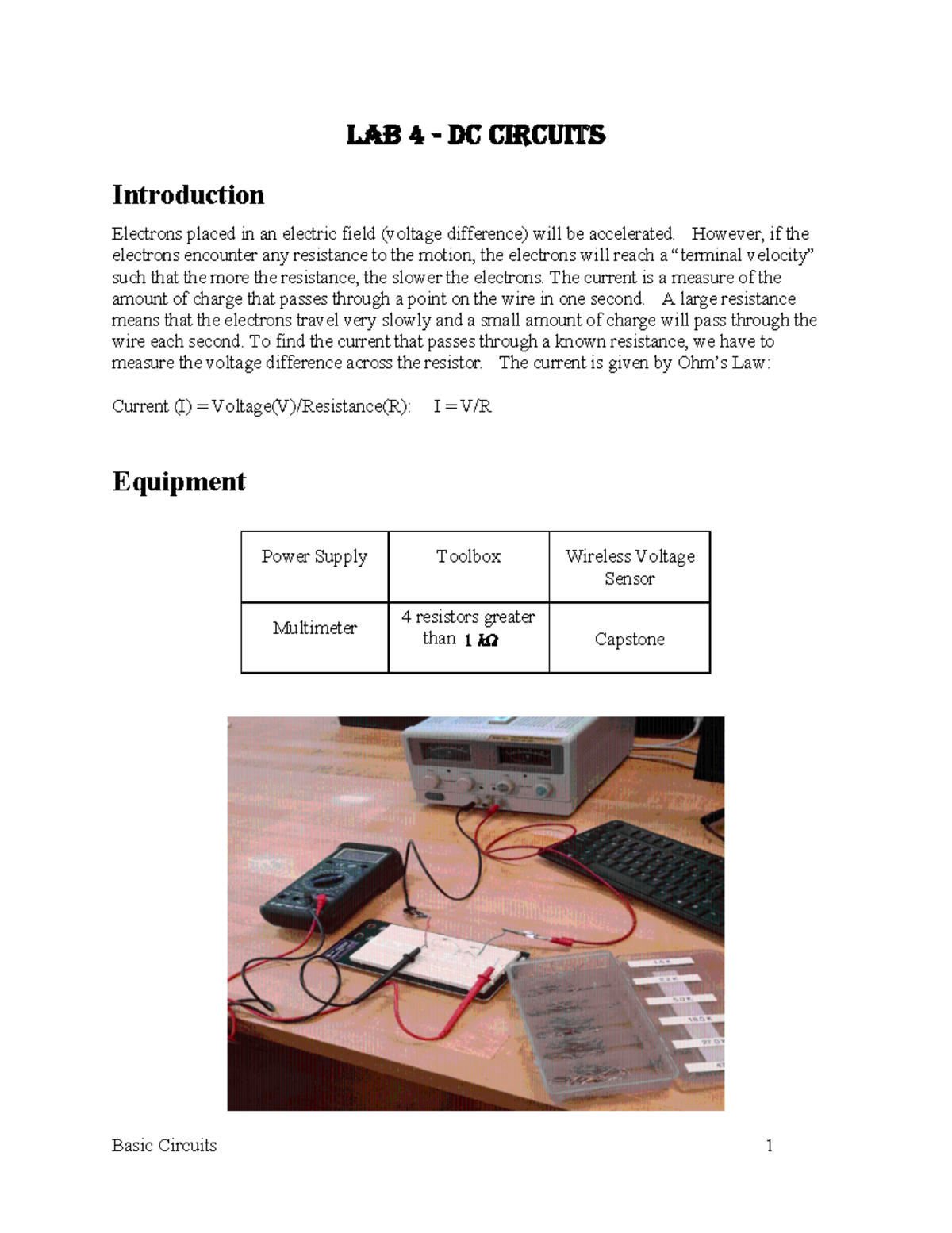 Lab 4 Circuits Lab 2021 Lecture Notes 19 Lab 4 Dc Circuits Introduction Electrons Placed