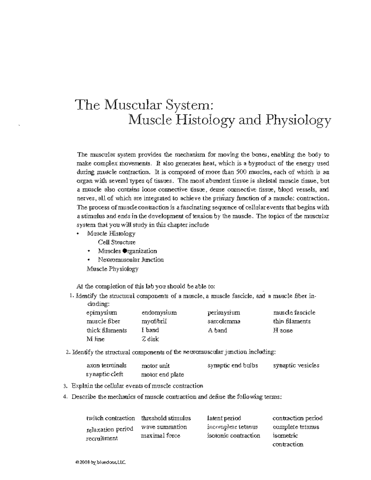 essay questions on muscle physiology