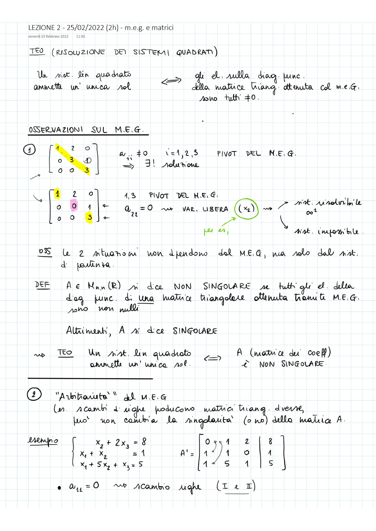 Lezione Su Matrici E Metodo Di Eliminazione Di Gauss - Analisi ...