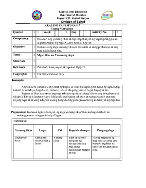 Unang Markahang Pagsusulit AP G10 - Republic of the Philippines ...