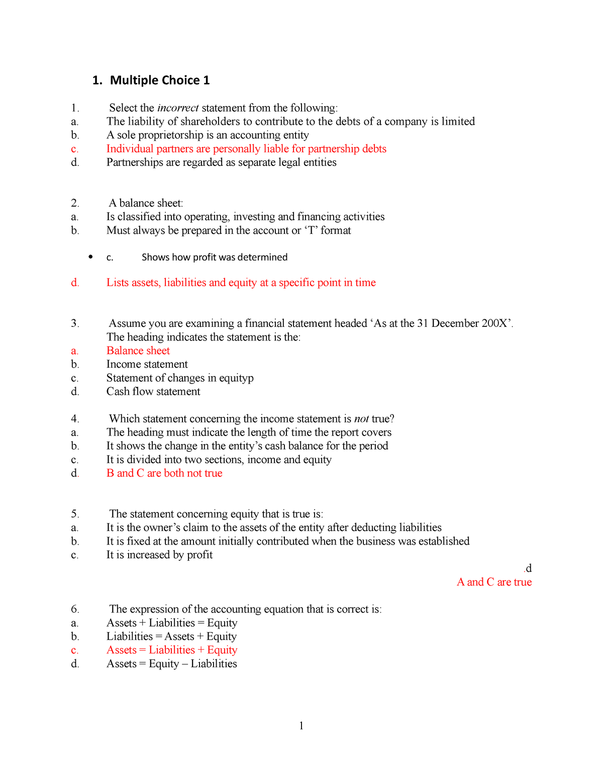 MCQ gui SV - sasadsad - 1. Multiple Choice 1 1. Select the incorrect ...