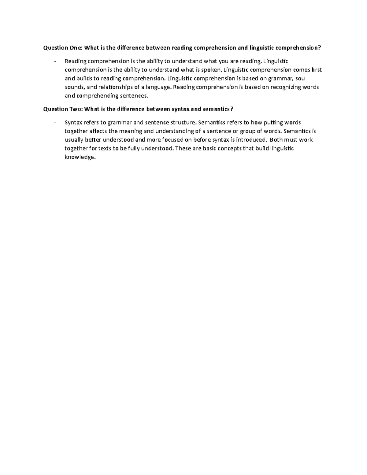Chapter 5 lang - Question One: What is the difference between reading ...