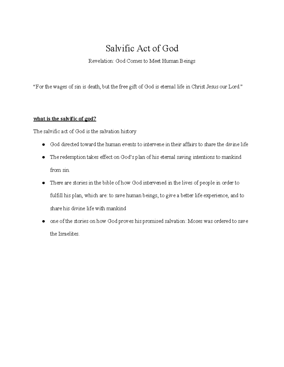 Salvific Act of God faith is a gift from god Salvific Act of God