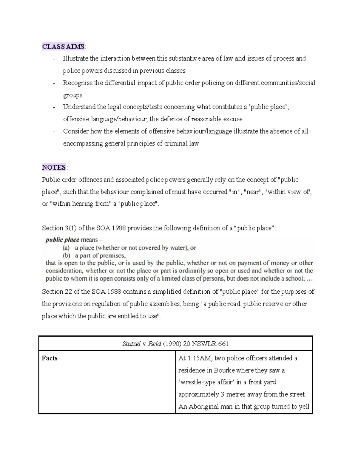 LAWS1021 WEEK9(B) Notes - CLASS AIMS: Illustrate the interaction ...