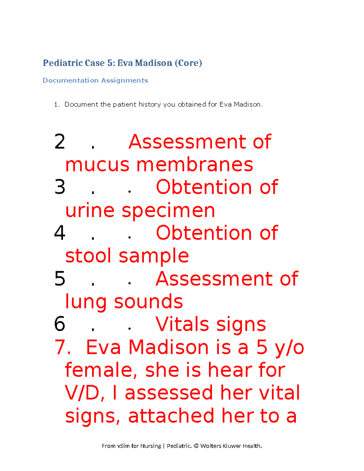 V Sim2.0 Pediatric Eva Madison Core Documentation - Pediatric Case 5 ...