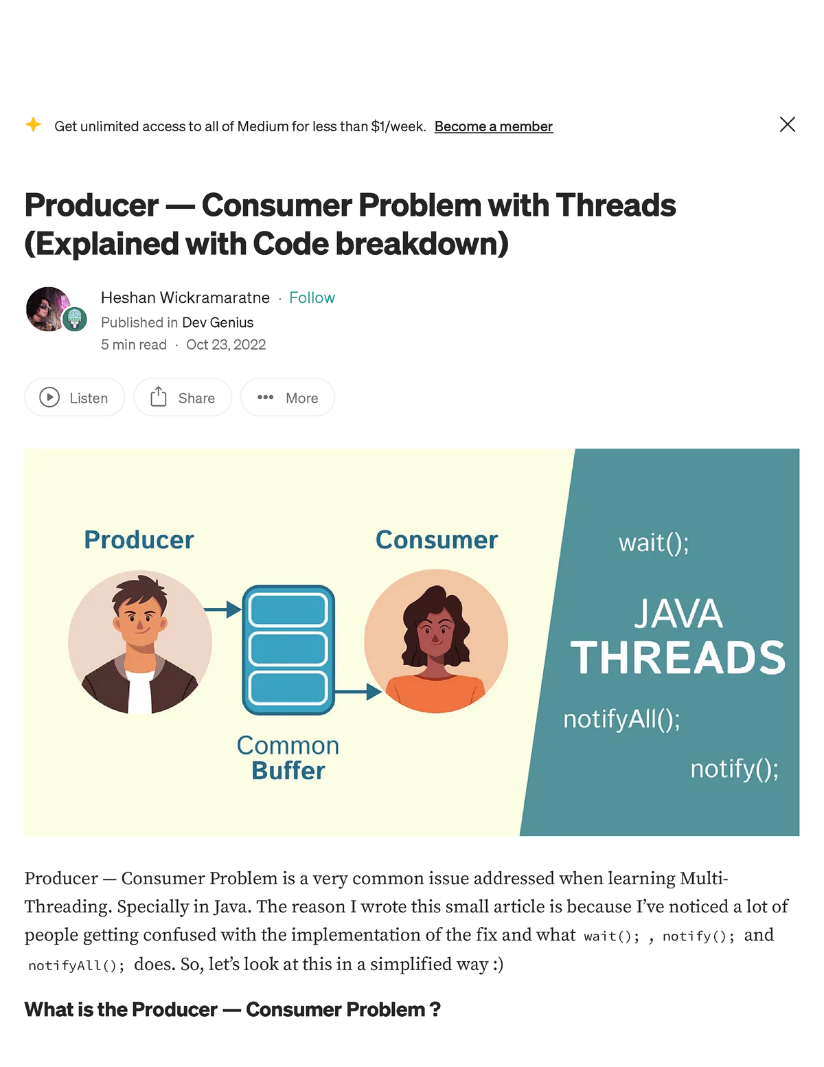 Producer — Consumer Problem With Threads (Explained With Code Breakdown ...