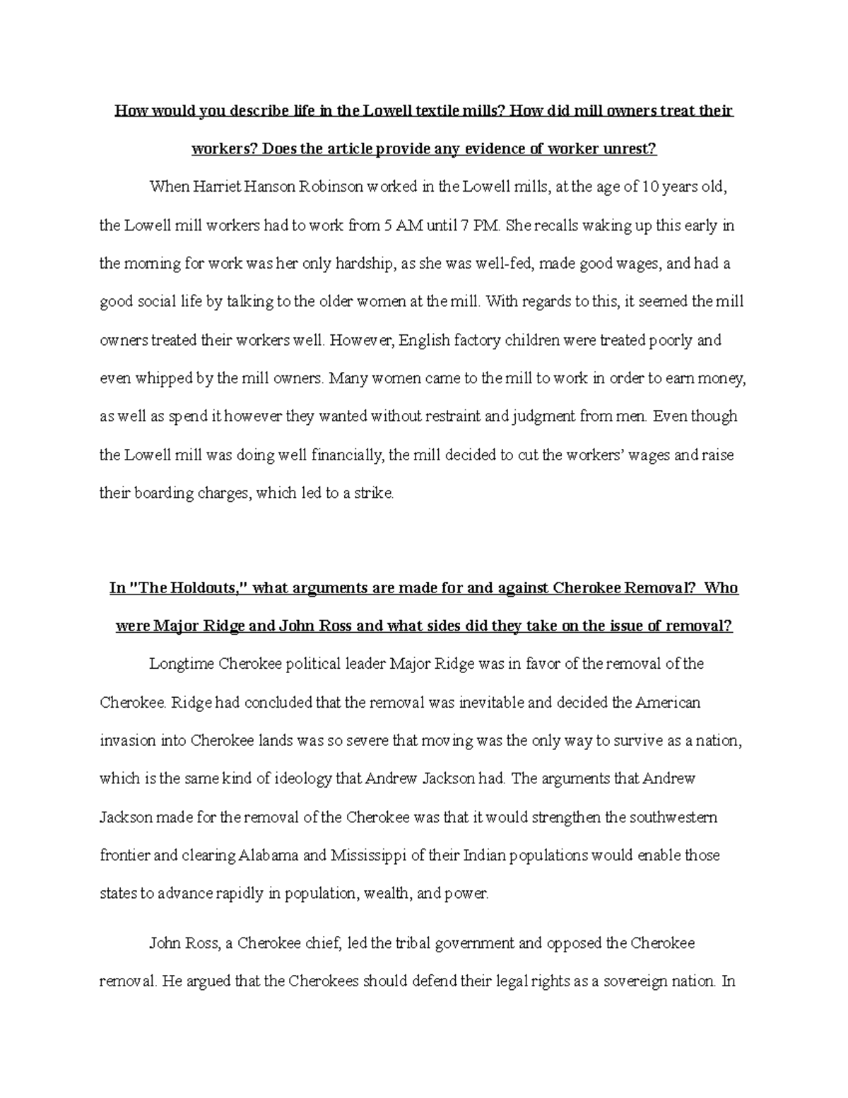 Week 10 Readings How would you describe life in the Lowell textile