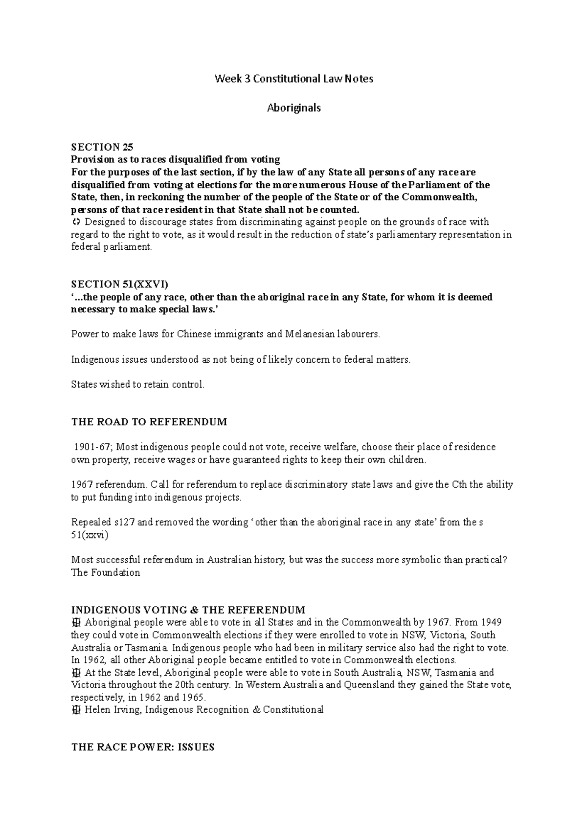 Week 3 Constitutional Law Notes - Warning: TT: more functions defined ...