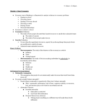 ECON-B 251 Final Exam Study Guide - Chapter 1: Basic Economics O Notes ...