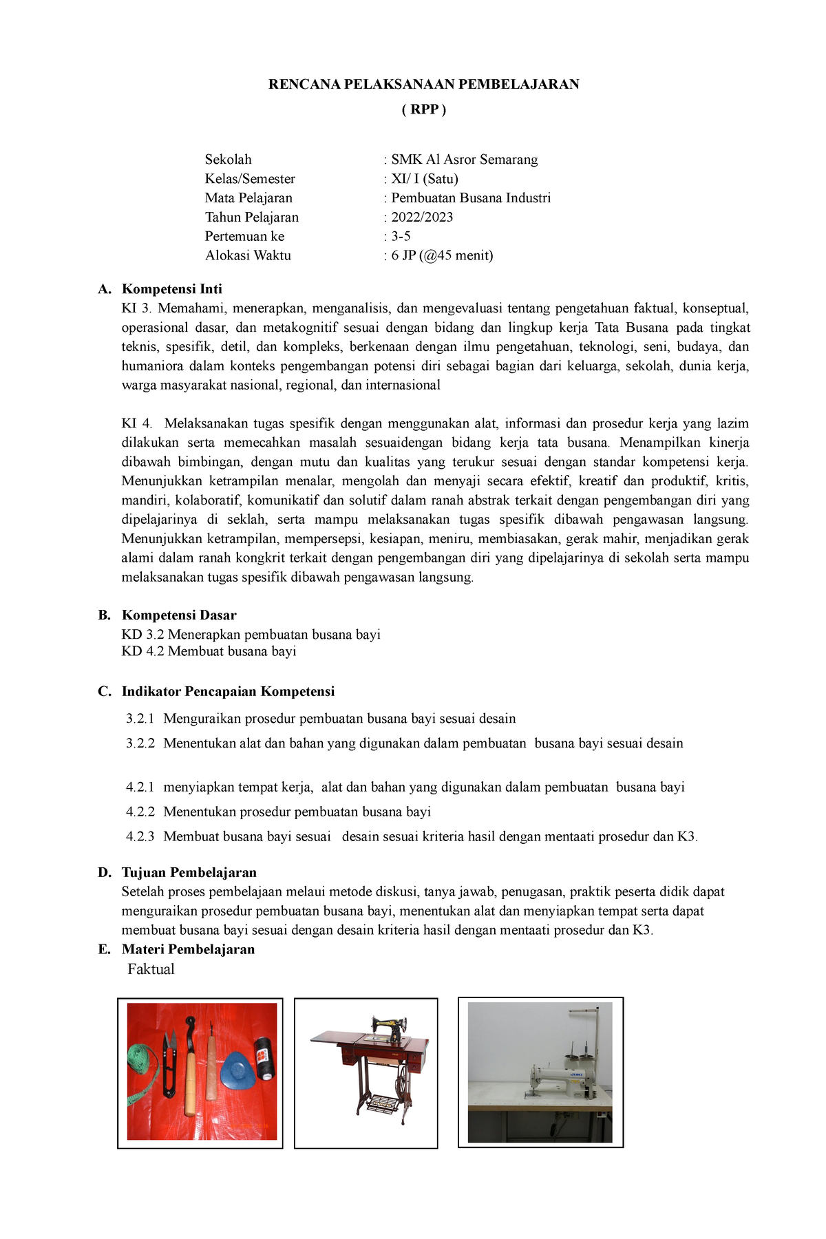 Rpp Industri 3 - RENCANA PELAKSANAAN PEMBELAJARAN ( RPP ) Sekolah : SMK ...