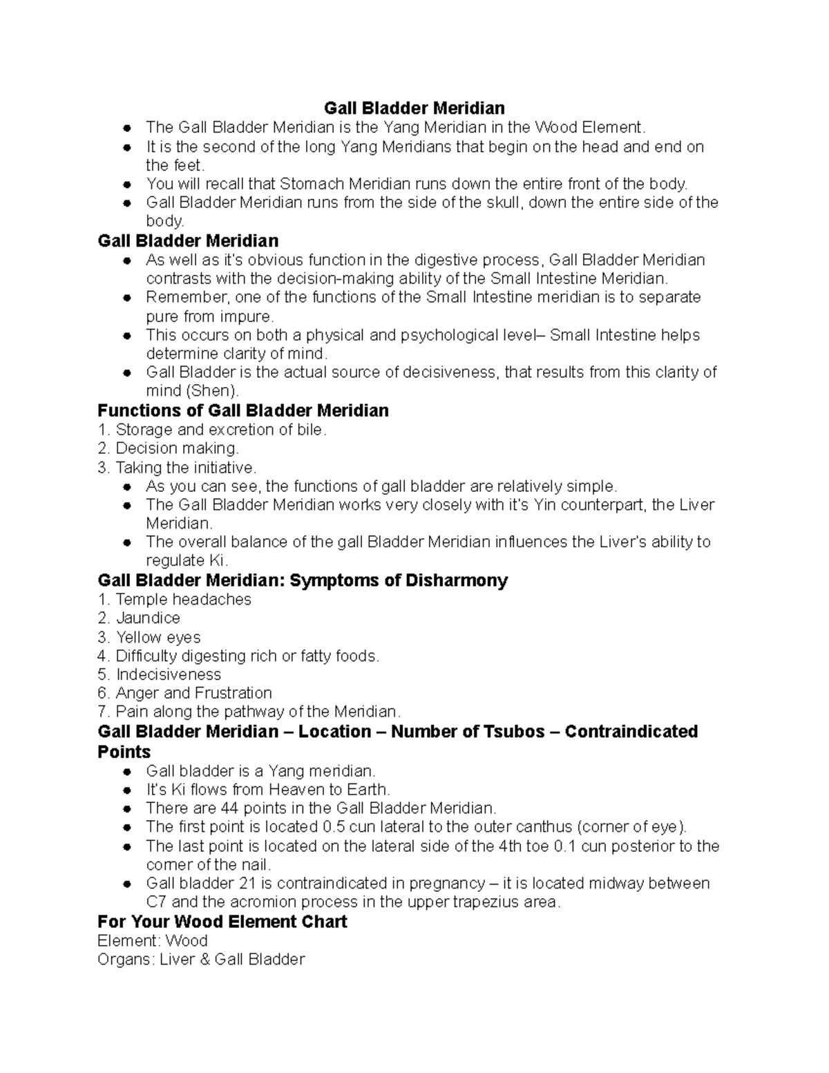 Eastern Lecture 24 Gall Bladder Meridian Gall Bladder Meridian The