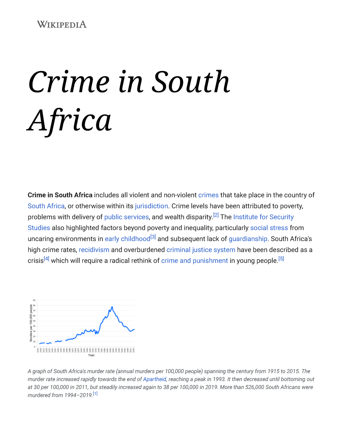 crime in south africa essay 150 words