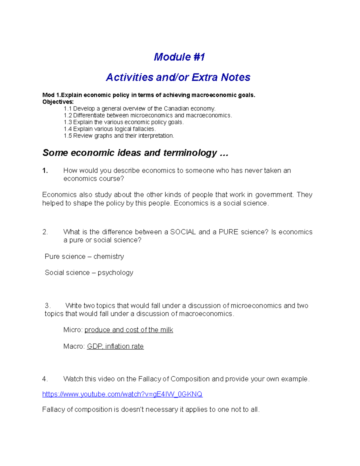 Econ 305 Mod 1 Activities - Spring 2018 - Questions - Module #1 ...