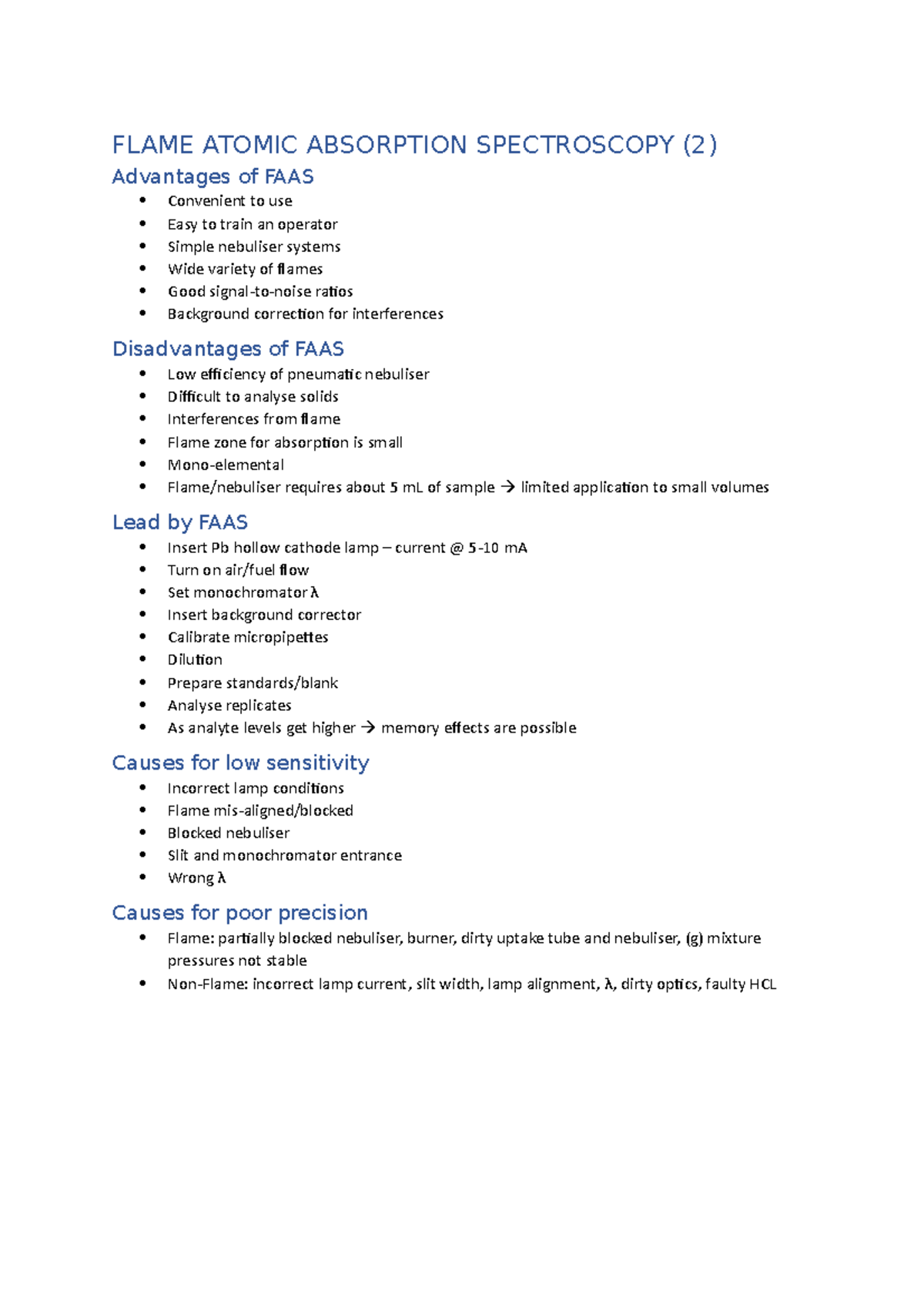 5. FAAS FLAME ATOMIC ABSORPTION SPECTROSCOPY (2) Advantages of FAAS