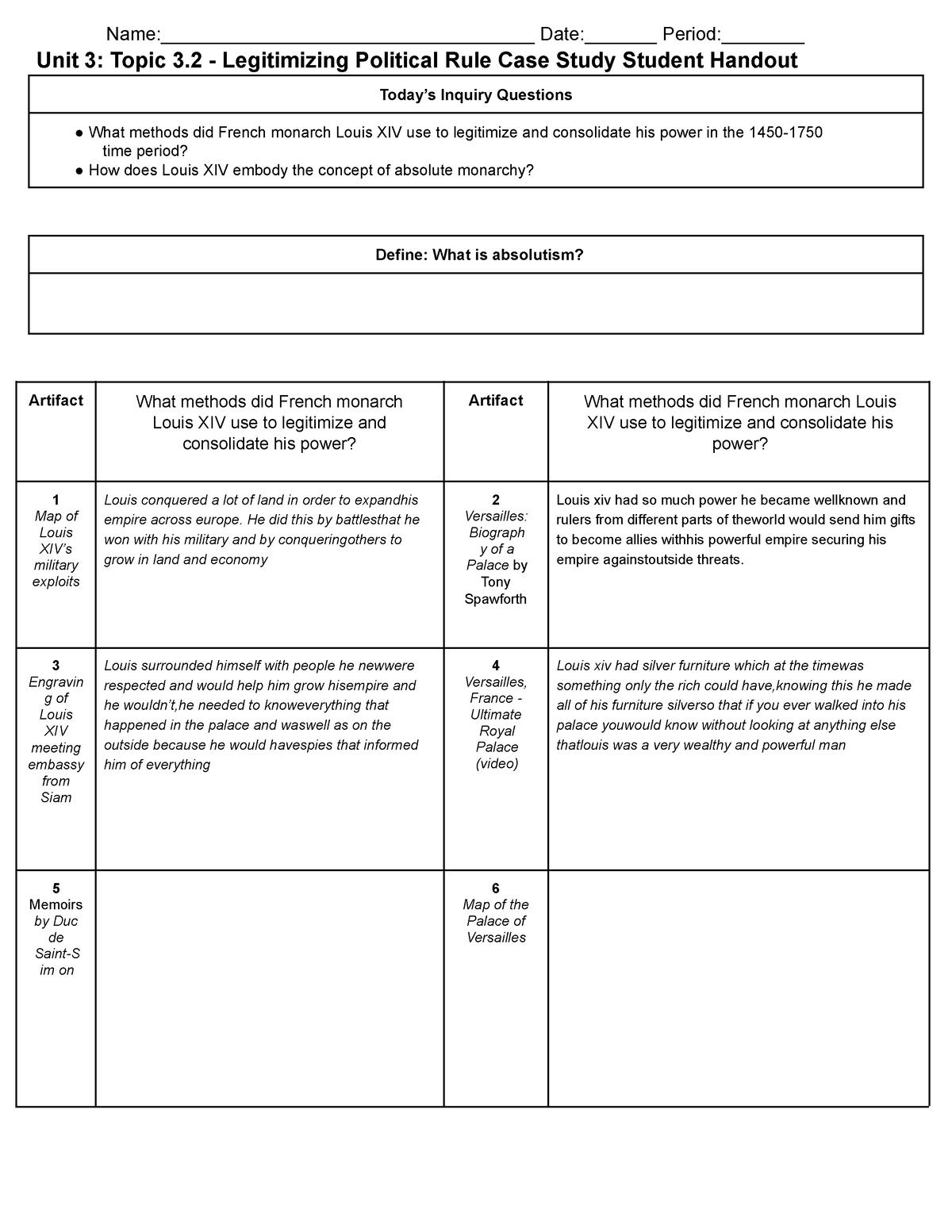 unit 3 legitimizing political rule case study