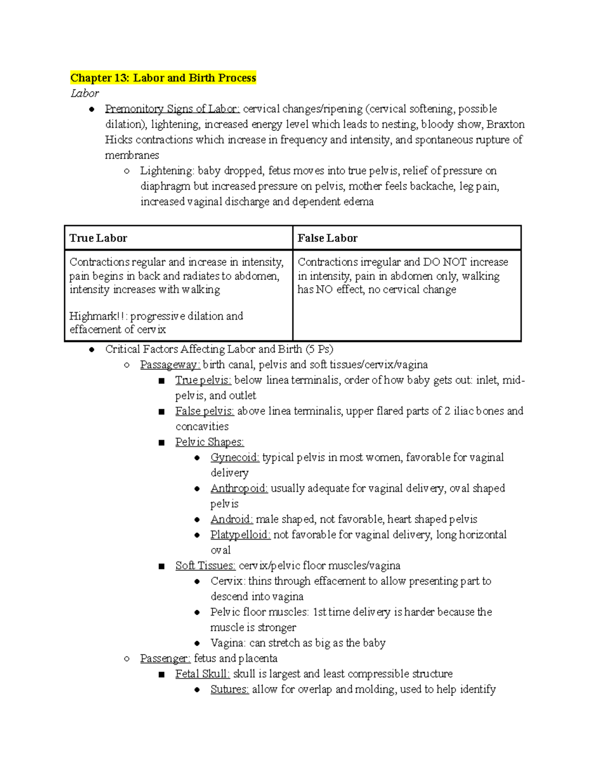 Labor And Birth Process And The Nursing Management Of Labor - Chapter ...